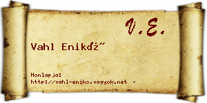 Vahl Enikő névjegykártya